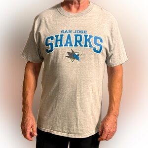 SHARKS T-SHIRT Hockey season is almost here! Gray background Like New Hanes Sz L